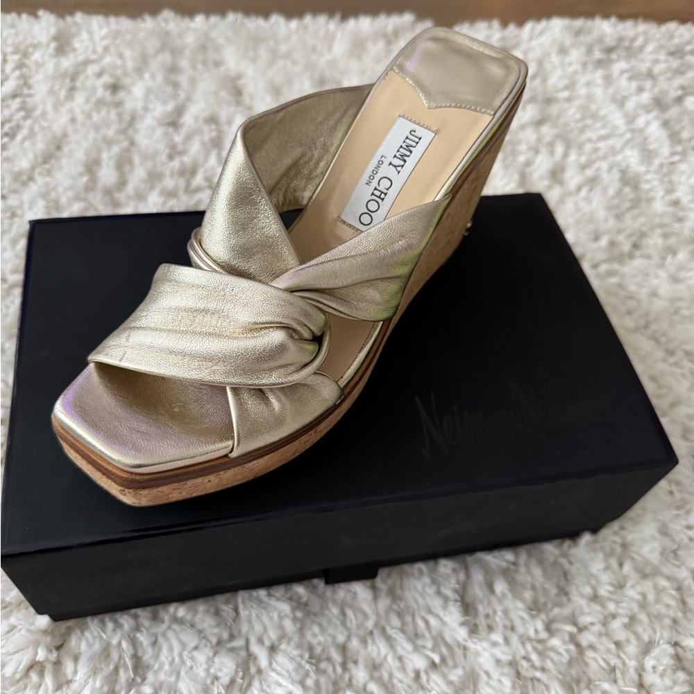 Jimmy Choo gold wedges. Size 39